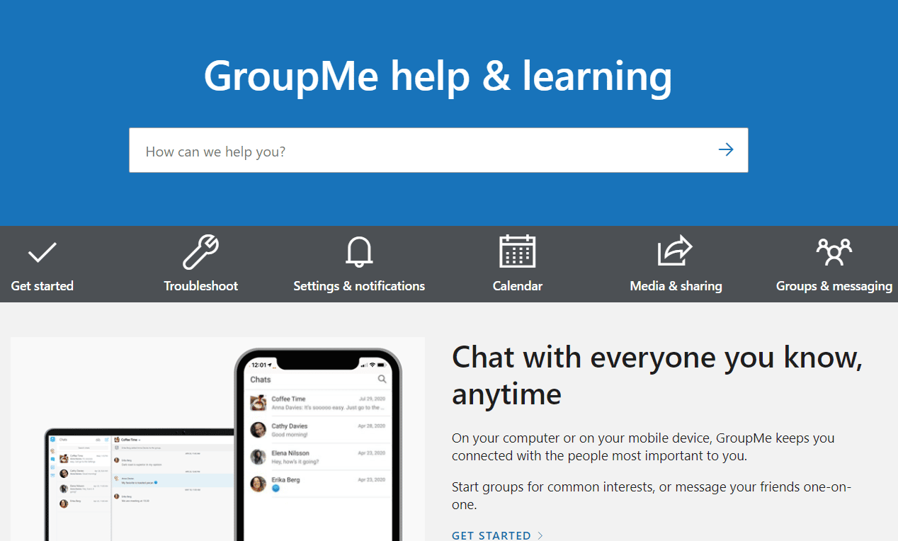 Страница помощи и обучения GroupMe | Почему GroupMe не позволяет вам войти в систему? | сбросить учетную запись GroupMe