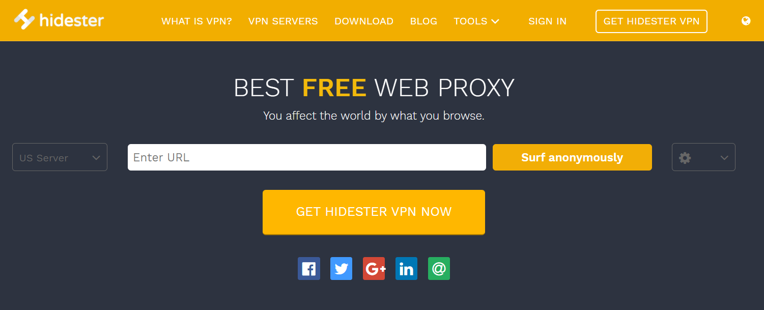 Hidester Proxy Site official webpage