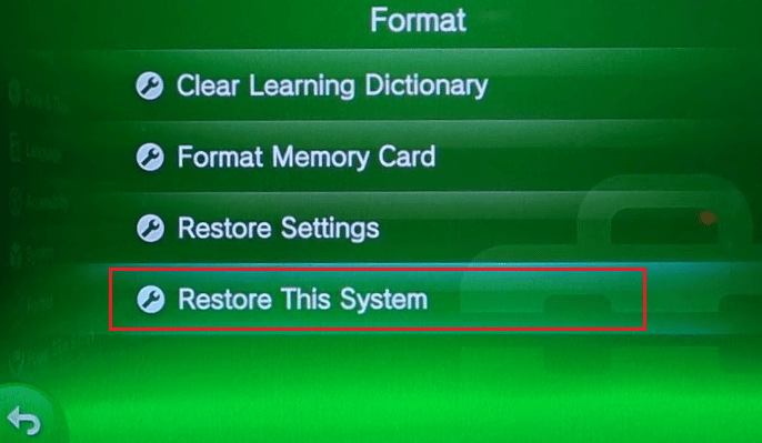 Hit the Restore This System option from the menu