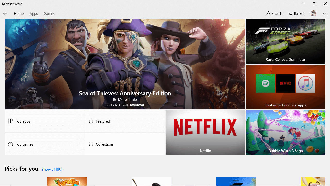 Hit the enter button on the top result of your search to open Microsoft Store
