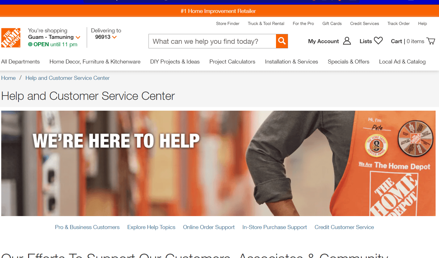 Home Depot Help and Customer Service Centre