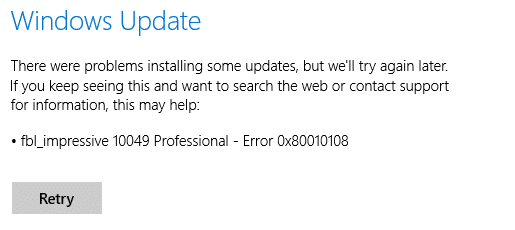 Как исправить ошибку обновления Windows 0x80010108