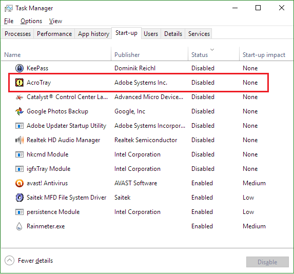 How to Disable Adobe AcroTray.exe at Startup