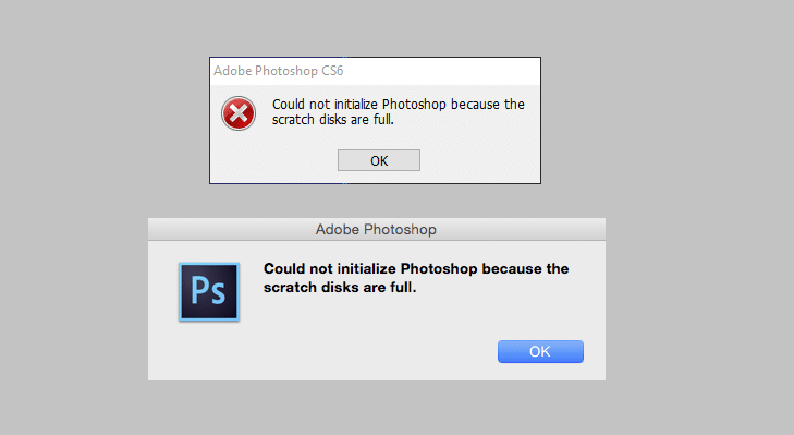 Hogyan lehet javítani a teljes hibát a Scratch lemezeken a Photoshopban