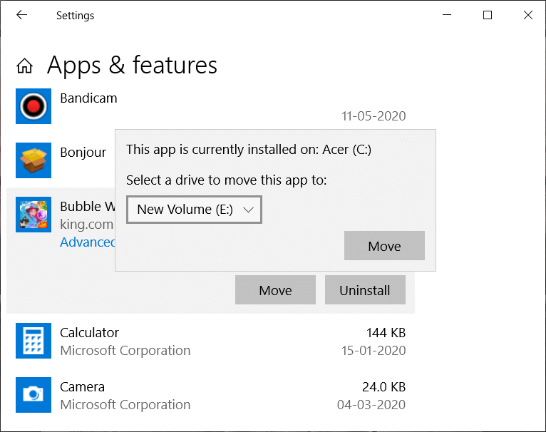 Come spostare i programmi installati su un'altra unità in Windows 10