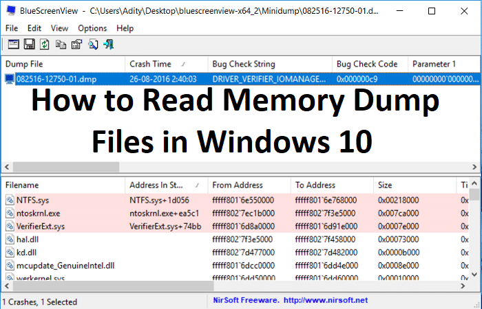 Cómo leer archivos de volcado de memoria en Windows 10