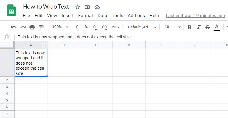 How to Wrap the text you entered in Google Sheets