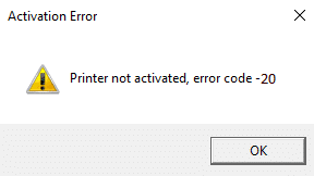 How to fix Printer not activated Error Code 20