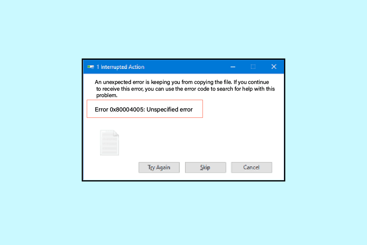 Corrigir erro inesperado de arquivo Zip 0x80004005