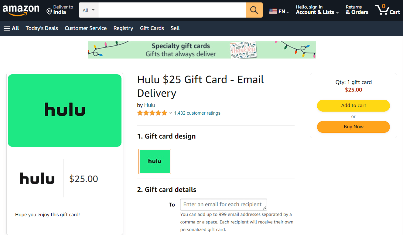 Hulu gift card Amazon | How to Get a Free Hulu Account