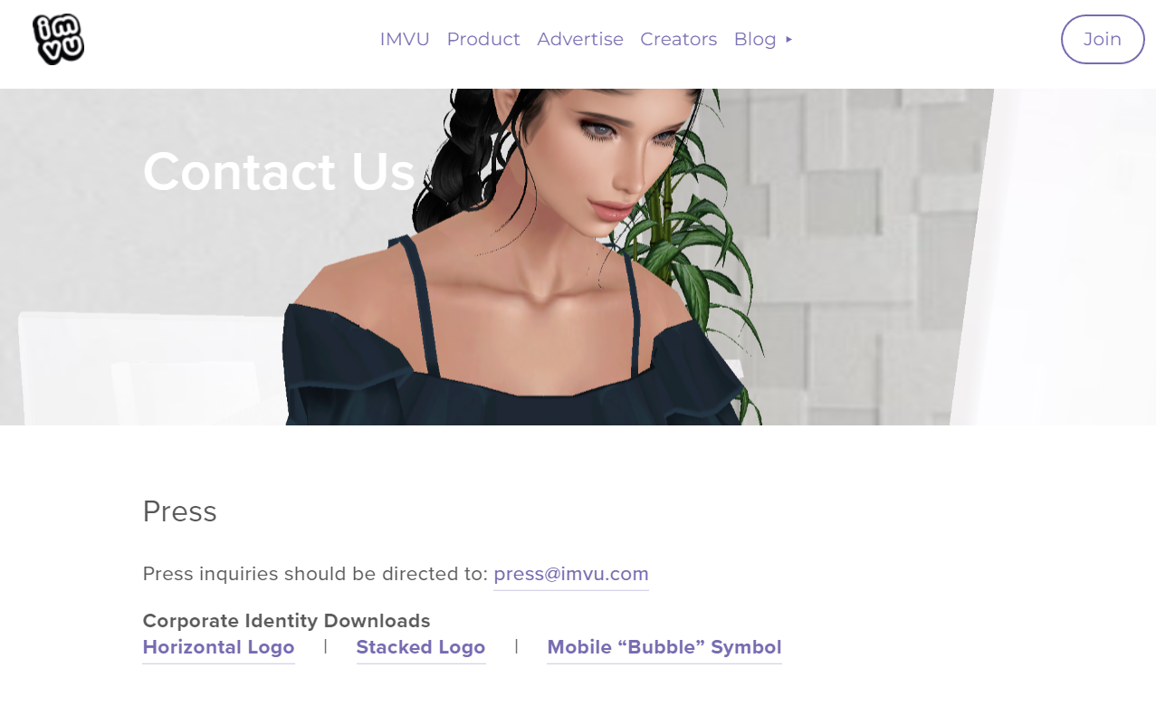 IMVU Contact Us page