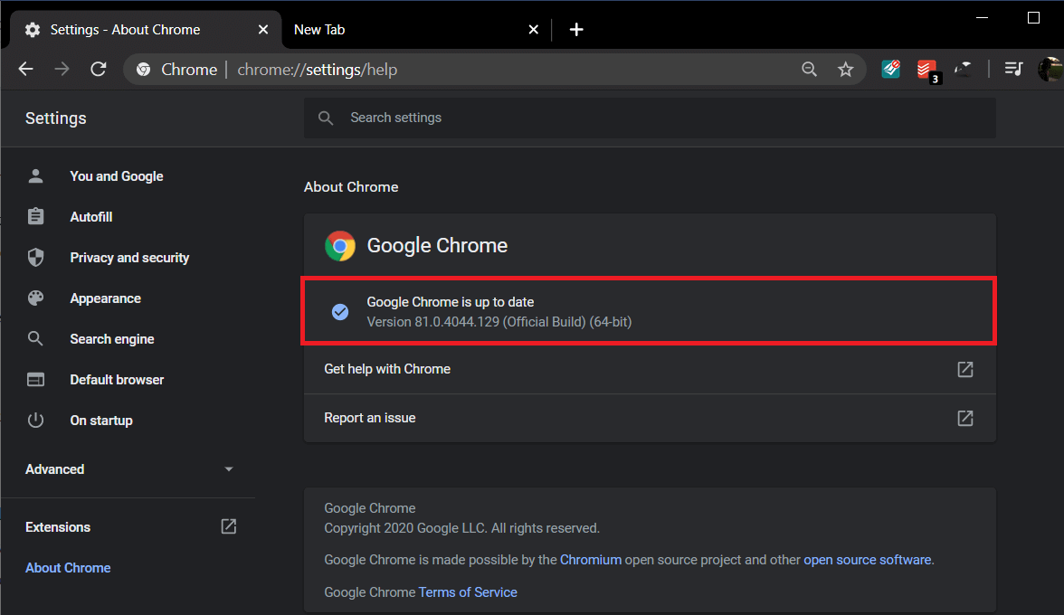 google chrome is up to date. Fix YouTube Full Screen Not Working in Windows 10