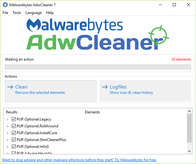 If malicious files are detected then make sure to click Clean