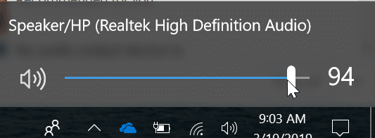 Increase Sound from Volume Control icon on taskbar