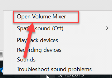 Open Volume Mixer by right click on volume icon