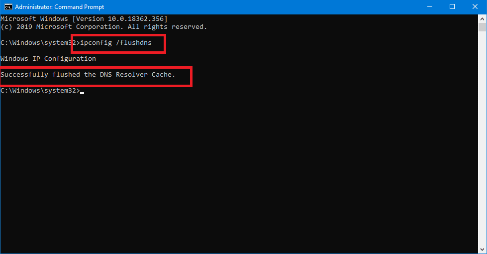 In the command prompt, type the following command and press enter. Ipconfig /flushdns