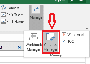 In the manage tab, you have to select the Column manager. | swap columns or rows in Excel