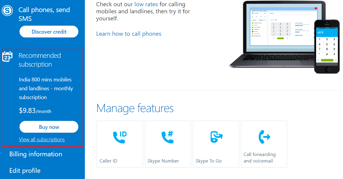  In your Skype account settings, click the subscription you want to cancel from the left bar