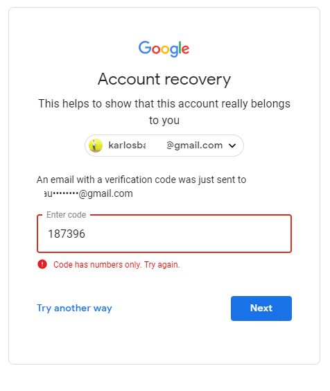 Insert that 6-digit code in this field and you can set new password and recover your account