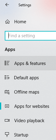 Inside Apps, click on Apps & features option