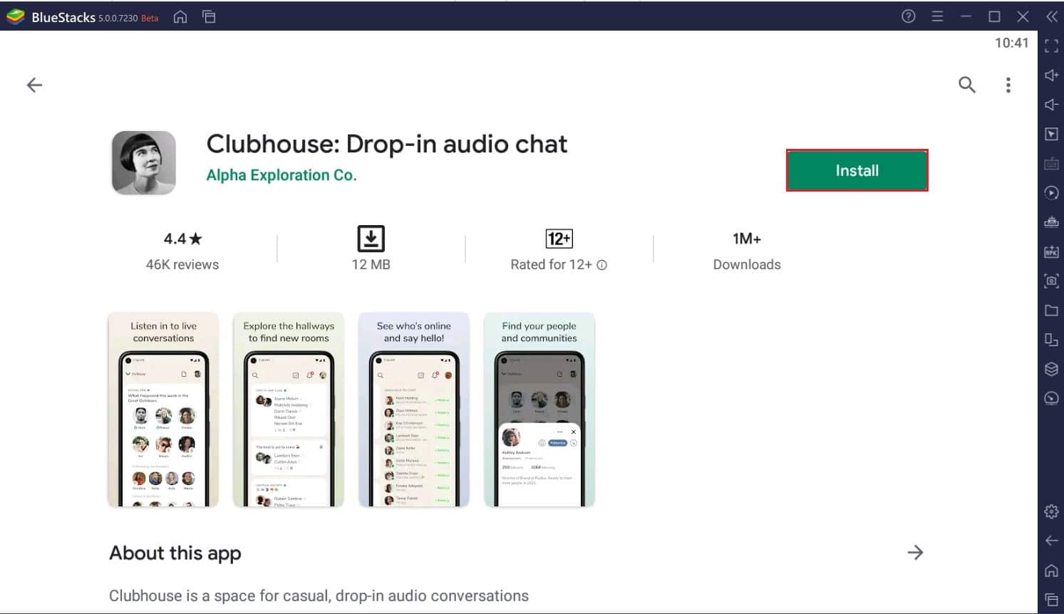 Install Clubhouse app through the playstore