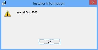 Internal Error 2503