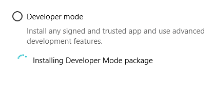 It will start installing the Developer Mode package