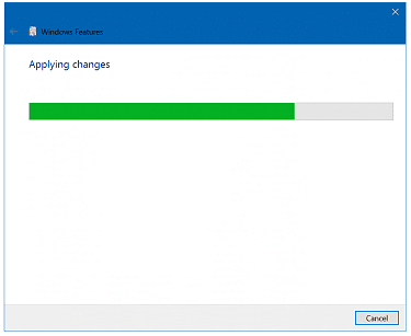 Windows потребуется некоторое время, чтобы применить изменения.