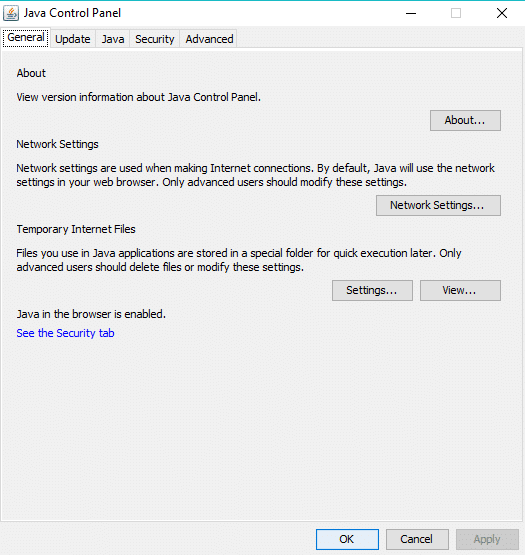 Java Control panel dialog box will open up | Fix Minecraft Crashing Issues on Windows 10