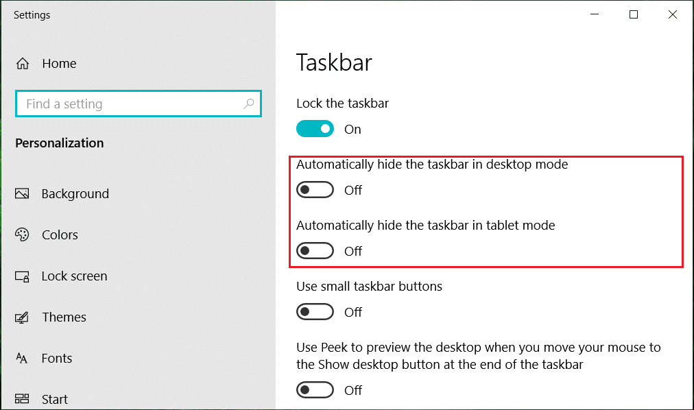 Just turn off the toggle for Auto-hide the taskbar