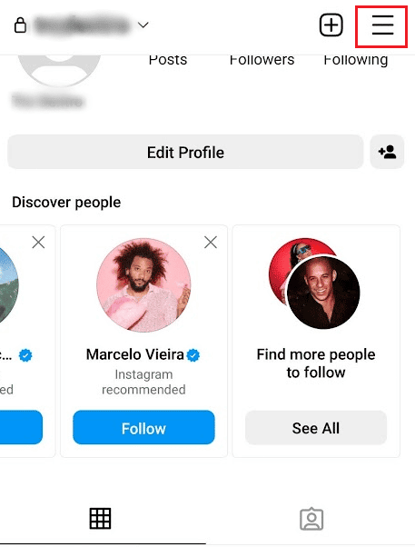 Launch Instagram and tap on the profile icon - hamburger icon from the top right corner