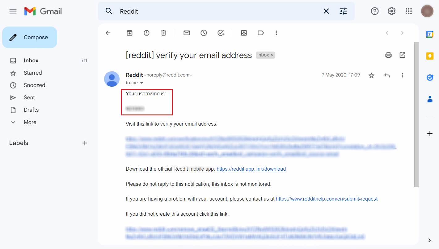Locate the account username in the email | find someone on Reddit with their phone number