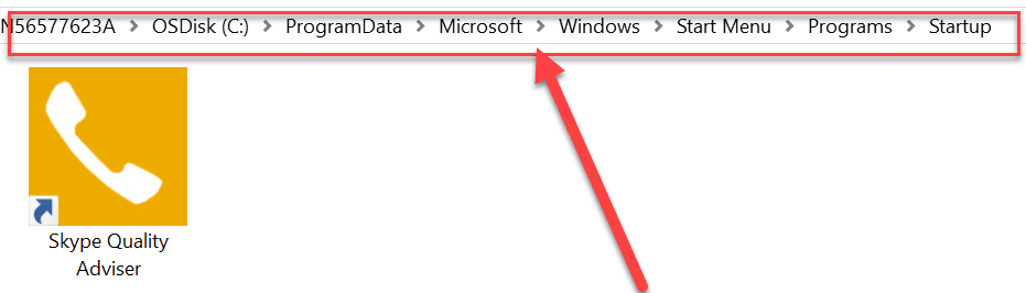 Location of Startup folder in Windows 10