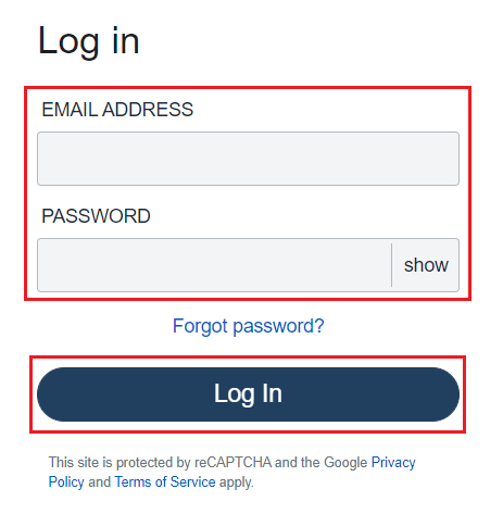Log In to your Care.com account using your registered email address and password