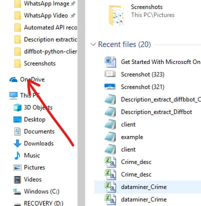 Look for OneDrive folder among the folders list available on left side and click on it