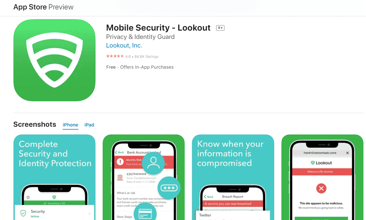Lookout iOS App Store | Lookout.com find my phone