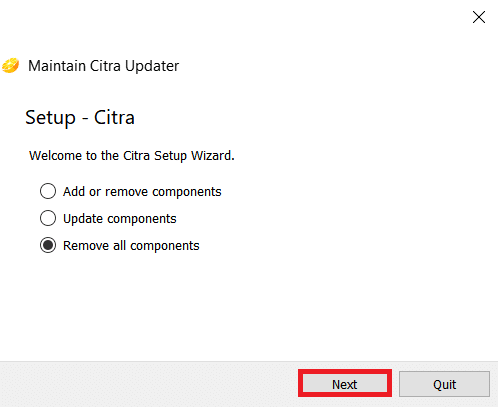 Maintain Citra Updater Add or remove components