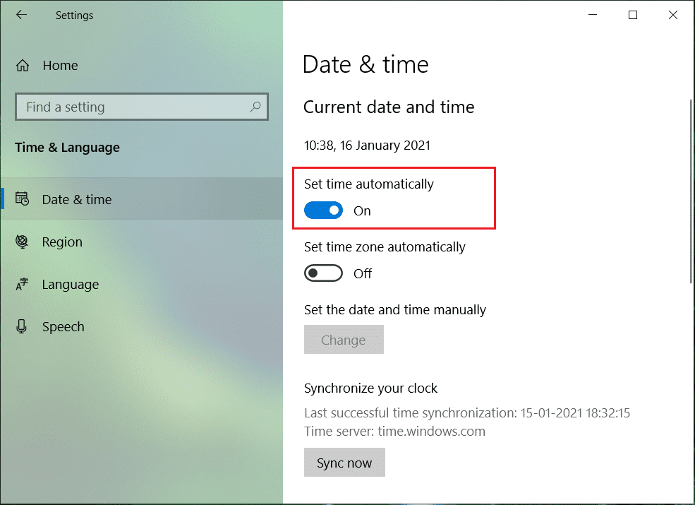 Make Set Time Automatically to on | Fix Windows Update Error 8024402F
