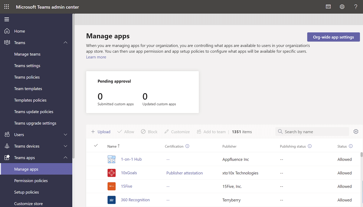 Manage Apps in Microsoft Teams Admin Center