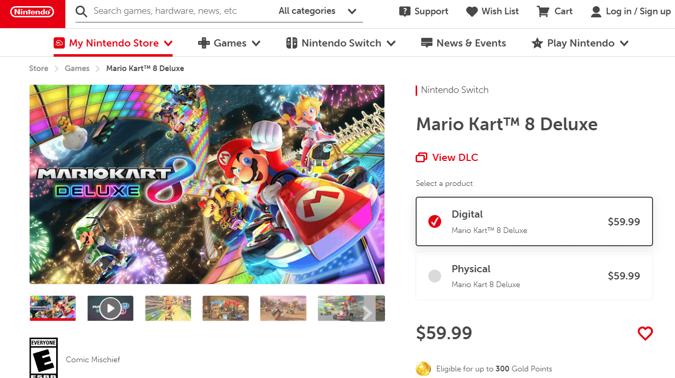 Mario Kart on Nintendo Switch