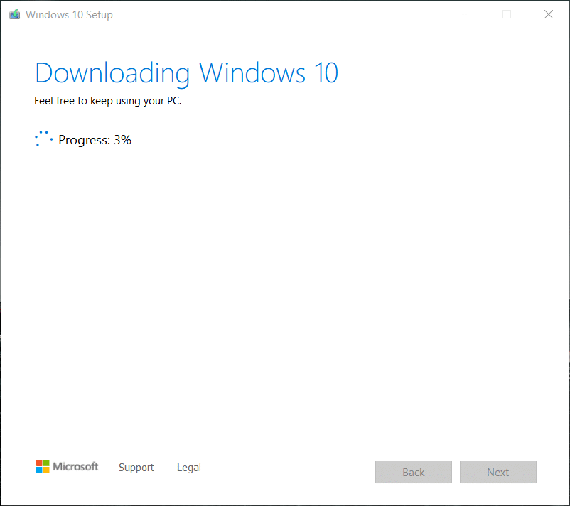 Media creation tool will start downloading Windows 10