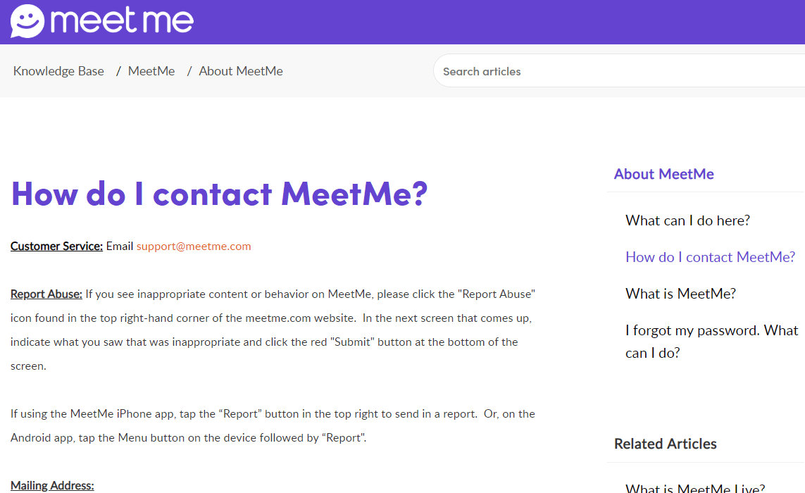 MeetMe Customer Support