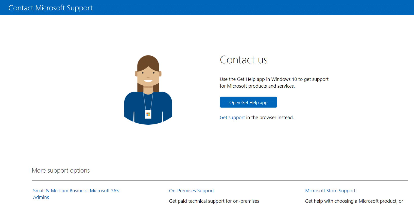 Microsoft Support page