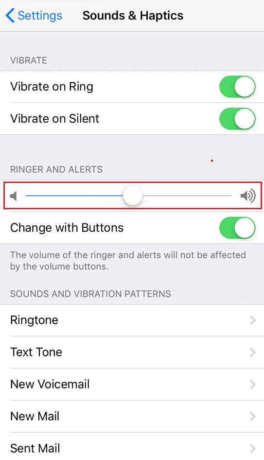 Move the slider for the RINGER AND ALERTS option to the right to maximize the volume | How to Make Your Alarm Louder