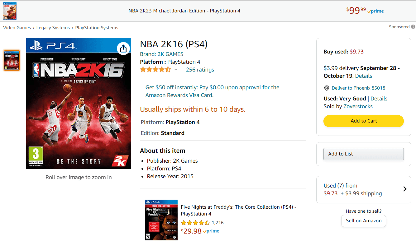 NBA 2K16 Standard Edition PS4 Amazon