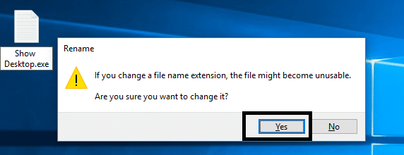 Name the file something like Show Desktop