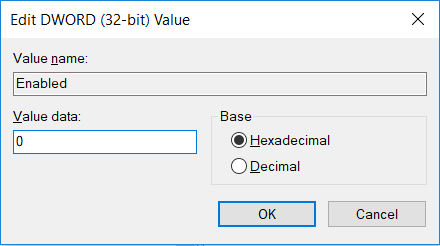 Name this key as Enabled then double-click on it and change it's value to 0