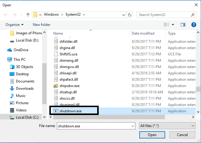 Перейдите на диск C-Windows-System-32, найдите файл Shutdowx.exe и щелкните его.