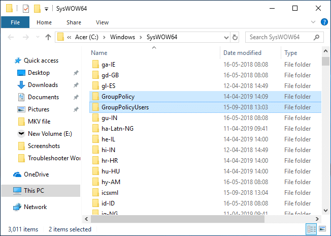 Navigate to SysWOW64 folder then copy Group Policy folders