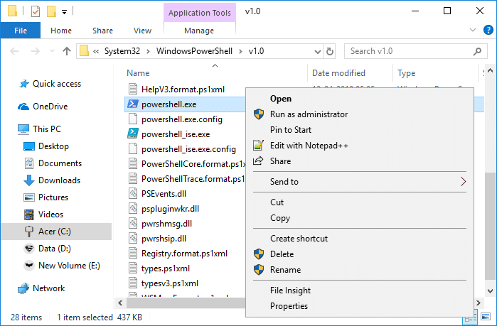 Перейдите в папку WindowsPowerShell на диске C и откройте PowerShell | 7 способов открыть Windows PowerShell с повышенными правами в Windows 10